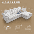 thumbnail image 4 of Sonegra 112" Oversized Modular Sectional L Shaped Sofa, Wide & Deep Seat Boneless Cloud Couch With Multi-Purpose Round Pillow, No Assembly (White), 4 of 7