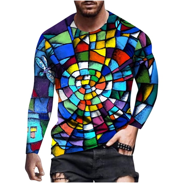 Camiseta diaria unisex para hombre, estampado gráfico en 3D, estampado de grafiti, camisetas de manga larga, blusa informal Pompotops oipoqjl5332