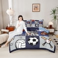 thumbnail image 4 of Castle Fairy Football Soccer Baseball Boy Twin Comforter Sets,Sport Bedding Set, 4 of 8