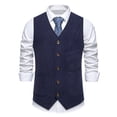thumbnail image 2 of RYDCOT Men's Corduroy Dress Vest V-Neck Vintage Western Cowboy Waistcoat Sleeveless Jacket Slim Fit Casual Business Single-Breasted Suit Vests with Muti Pocket Navy, 2 of 8