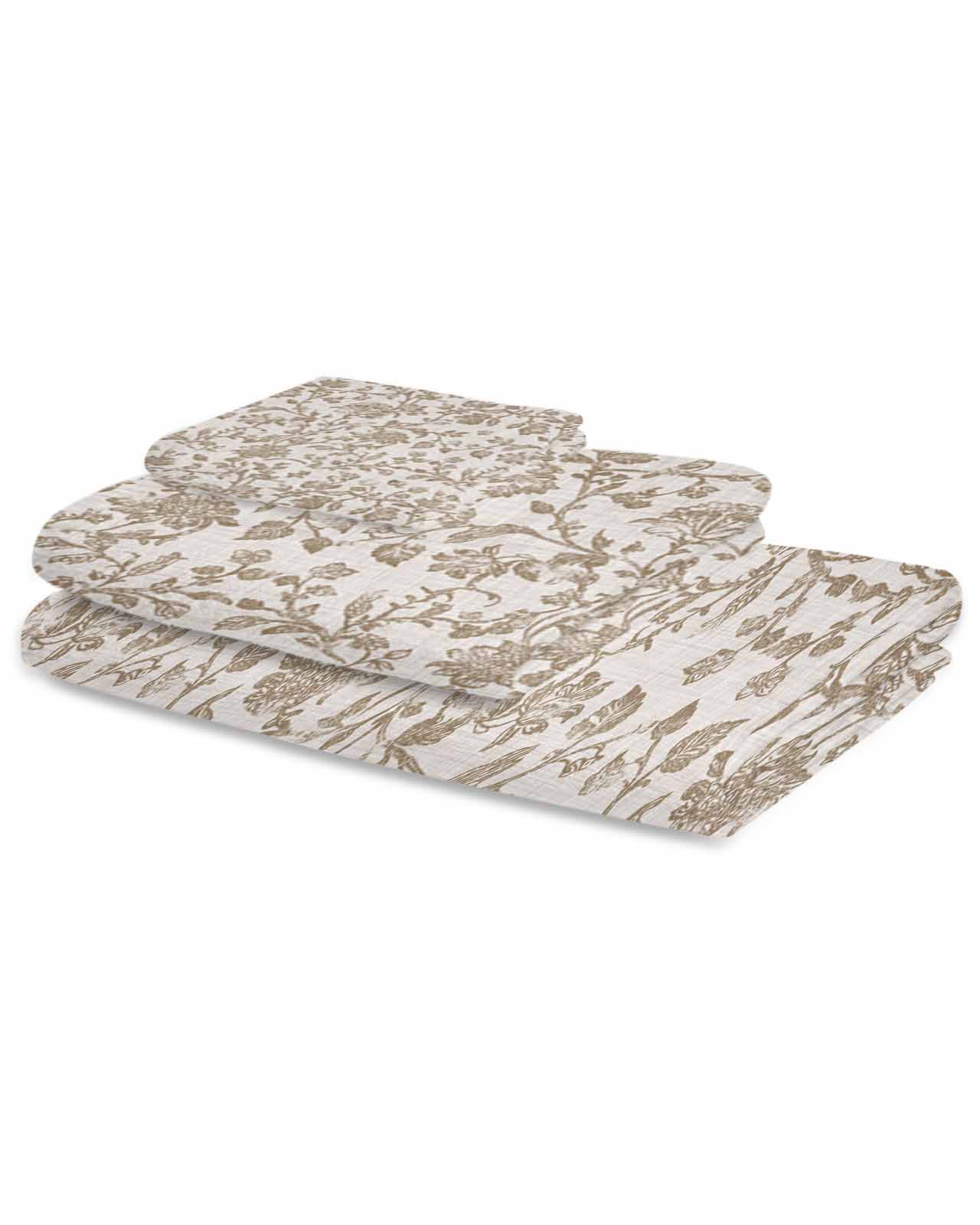 Farmhouse Khaki Bath Towels for Bathroom Set,Luxury Microfiber Towels Gifts for Women,Quick Dry Beach Kitchen Hand Hair Face Towel and Dish Washcloth,Vintage Flower Leaf Botanical Plant Towels+Set