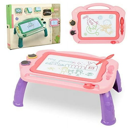 Boluotou Aniyoo Magnetic Drawing Board, 4 Colors Magna Doodle Board for 3 4 5 6 Toddlers Kids, Erasable Drawing Board Educational Toys with 2