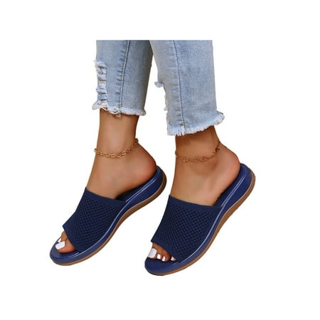 

Kesitin Ladies Slides Sandals Arch Support Comfy Open Toe Slippers Summer Wedge Shoes Size 5.5-10