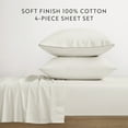 thumbnail image 3 of Noble Linens 4 Piece 100% Cotton Percale Sheet Set in Ivory, King, 3 of 13