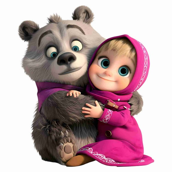 TripodBrothers Masha and The Bear Wall Sticker – Self-Adhesive Multicolor Cartoon Decal for Kids Room & Living Room Decor | 60 x 45 cm