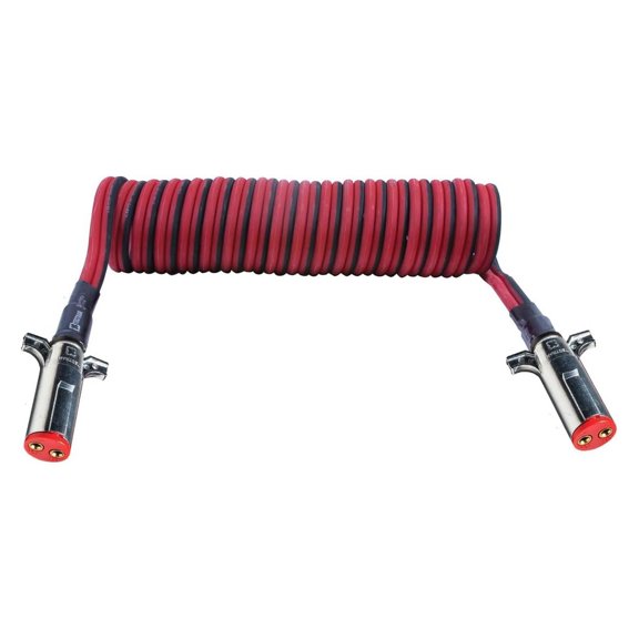 Tectran 7DTB522MW Heavy Duty Dual Tailgate Battery Charging or Tarping System Powercoil DTB Series | Two Dual Pole Buffalo Plugs | (15' Length x 12" Tractor Lead)