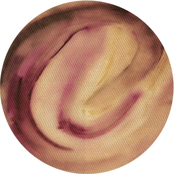 Ahgly Company Indoor Round Patterned Cantaloupe Orange Area Rugs, 8' Round