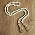 thumbnail image 3 of Abastado Guirnalda de cuentas de madera de 58 pulgadas con borlas, cuentas de granja, decoración rústica del país, oración, cuentas bohemias, decoración para colgar en la pared, 3 of 6