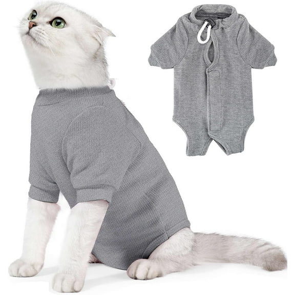 GlobaShun Cat Recovery Suit Female Cat Onesie for Cats After Surgery, Cat Surgery Recovery Suit for Spay Abdominal Wounds Anti Licking,  Suit Bodysuits with Long Sleeves for Cats Kitten