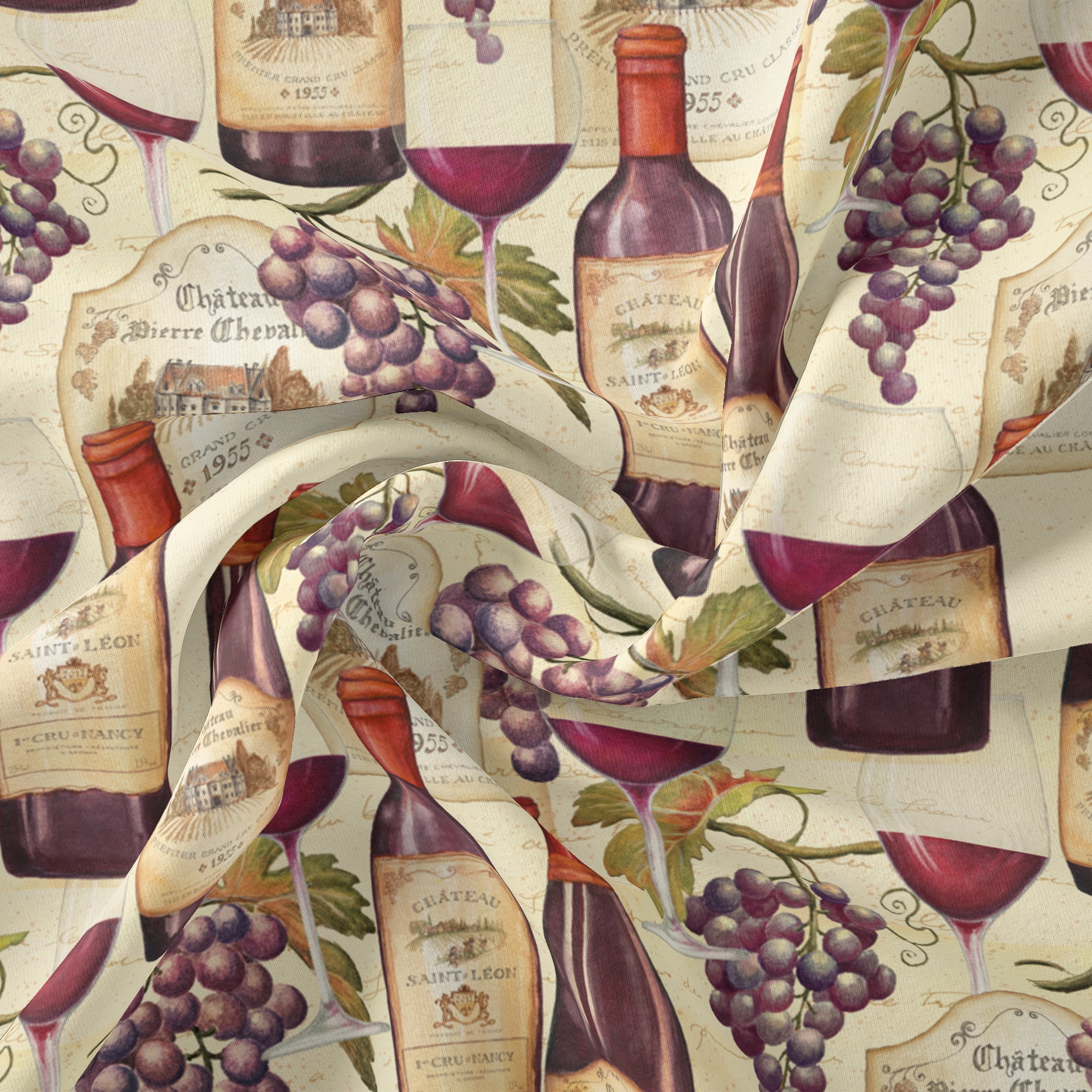 (2 pack) 1 Yard 100% Cotton Chateau Vin Rouge, Multi-color, 44" Wide for Quilting & Sewing by David Textiles