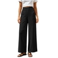 thumbnail image 3 of LIaqionyy Pants for Women's Wide Leg Elastic Waist Casual Loose Lounge Vacation Pant Work Trousers with Pockets, 3 of 7