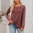 thumbnail image 2 of Chemises à Manches Longues pour Femmes 2026 Mode Printemps Col Rond Manches Raglan Coupe Décontractée T-Shirts Basiques, 2 of 5