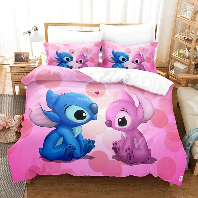 Disney Lilo &erio; Juego de funda de edredón con patrón 3d de Stitch, funda de almohada, juego de cama individual, doble, tamaño Queen King para decoración de dormitorio, 228x228cm, 3 uds. Gao Jinjia LED