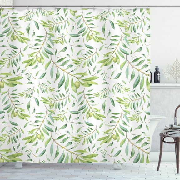 Ambesonne Green Leaf Shower Curtain, Olive Tree, 69"Wx84"L, Avocado Green