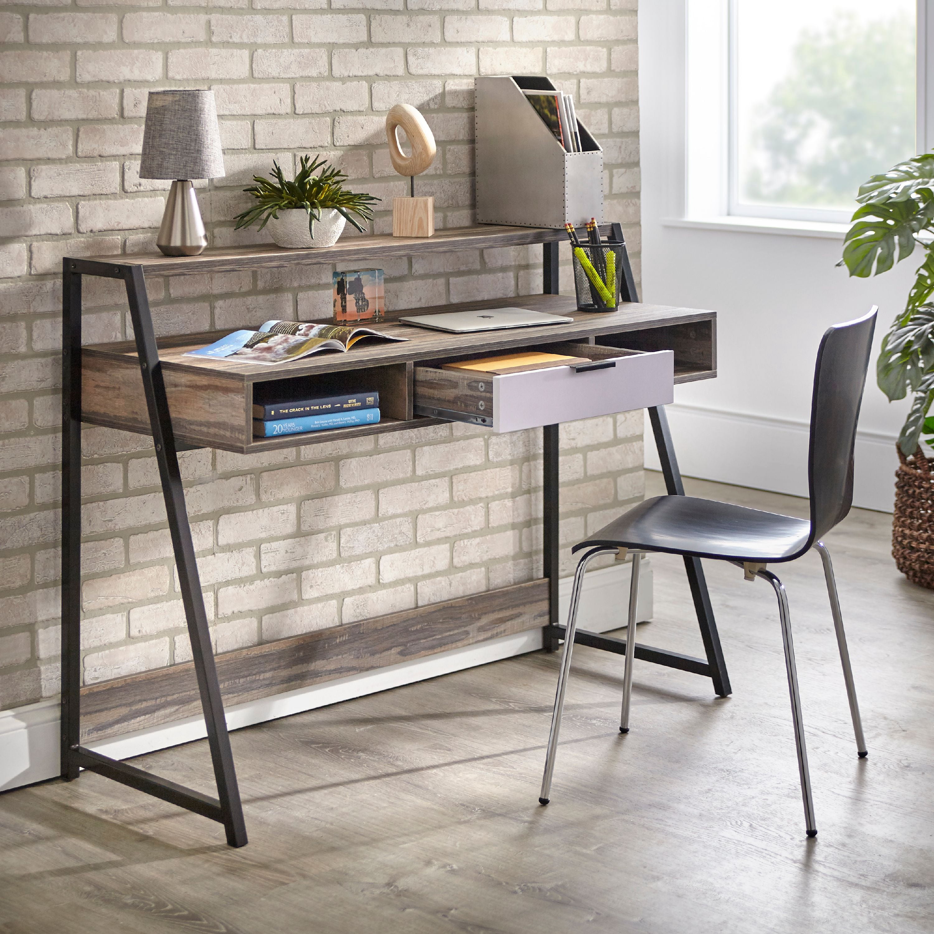 Sahana Modern Contemporary Office Desk with Hutch