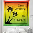 thumbnail image 1 of Rasta Tapestry, Dont Worry Be Happy Music Words of Iconic Singer Palms Ombre Colors, Fabric Wall Hanging Decor for Bedroom Living Room Dorm, 5 Sizes, Lime Green Yellow Black, by Ambesonne, 1 of 9