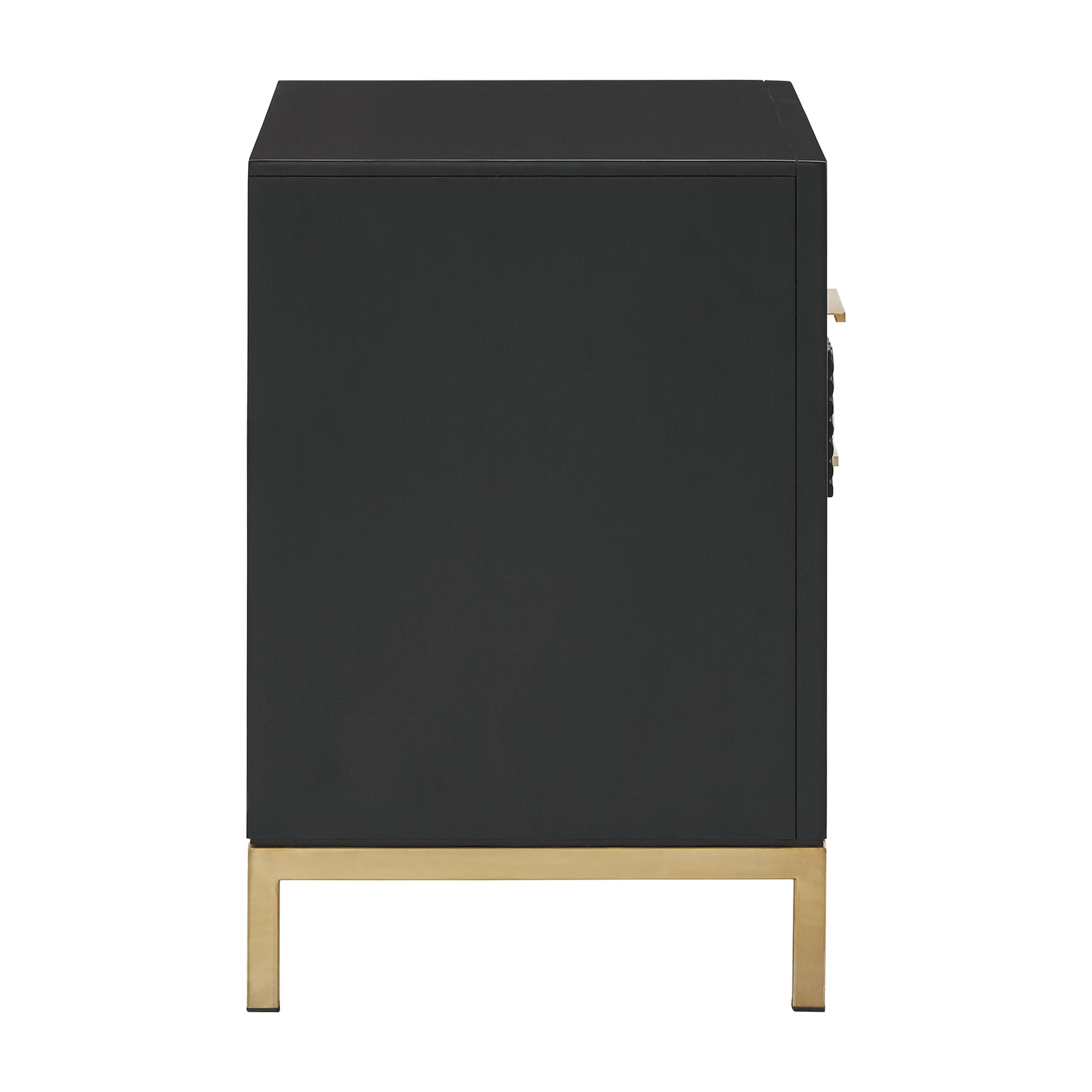 Weston Home Lena Modern Nightstand with 2 Drawers, Black/Gold