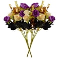thumbnail image 1 of Ramo de rosas de cristal artificial Ceremonia de banquete de boda Decoración floral de tela de seda rosa falsa, Morado oscuro Bewildely HA6935-06B, 1 of 6