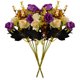 thumbnail image 1 of Ramo de rosas de cristal artificial Ceremonia de banquete de boda Decoración floral de tela de seda rosa falsa, Morado oscuro Inevent HA6935-06B, 1 of 6