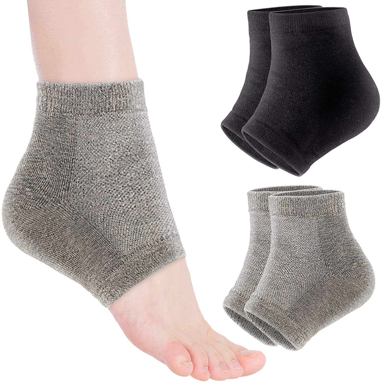 Moisturizing Heel Socks, 2 Pairs Toeless Socks Gel Lined Spa Socks for