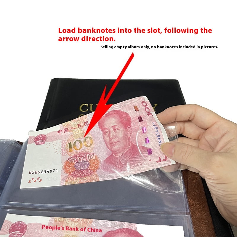 10 Sheets Paper Money Collection Supplies Pages, Currency Collecting Book Album Sleeves 30 Pockets Currency Sleeves for Collectors-black