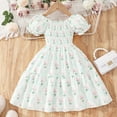 thumbnail image 2 of LUOGENLI Dresses for Girls Size 14-16 Gold Medium and Large Children Stretch Skirt Short Sleeve Princess Skirt Seaside Holiday Dress Girls Dresses Casual Girls Dresses Light Green-b Size 3-4 Years, 2 of 7