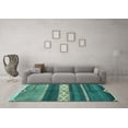 thumbnail image 3 of Ahgly Company Machine Washable Indoor Rectangle Abstract Turquoise Blue Modern Area Rugs, 8' x 10', 3 of 4