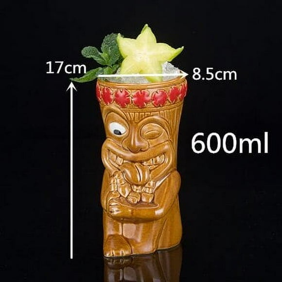 600ml Hawaii Tiki Mugs Cocktail Cup Beer Beverage Mug Wine Mug Ceramic Easter Islander Tiki Mug Bar Tools Barware