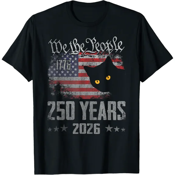 250 Years Cat American Flag 250Th Anniversary 4Th Of July T-Shirt