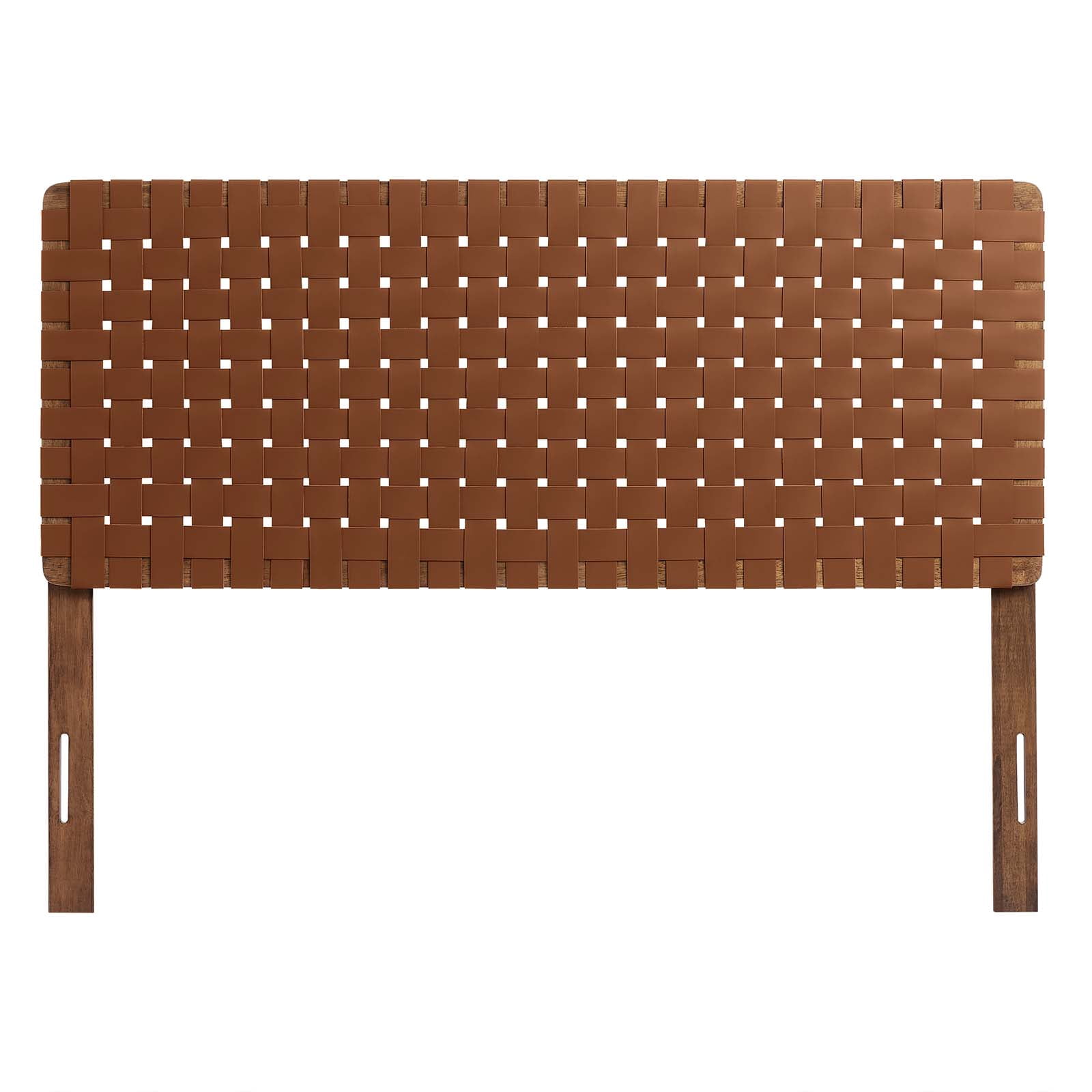 Sparta Weave Vegan Leather Full Headboard in Walnut Brown