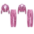 thumbnail image 2 of iiniim Boys Girls Hip Hop Modern Dance Outfit Shiny Metallic Long Sleeve Jacket and Pants Set Tracksuit Pink 16, 2 of 7