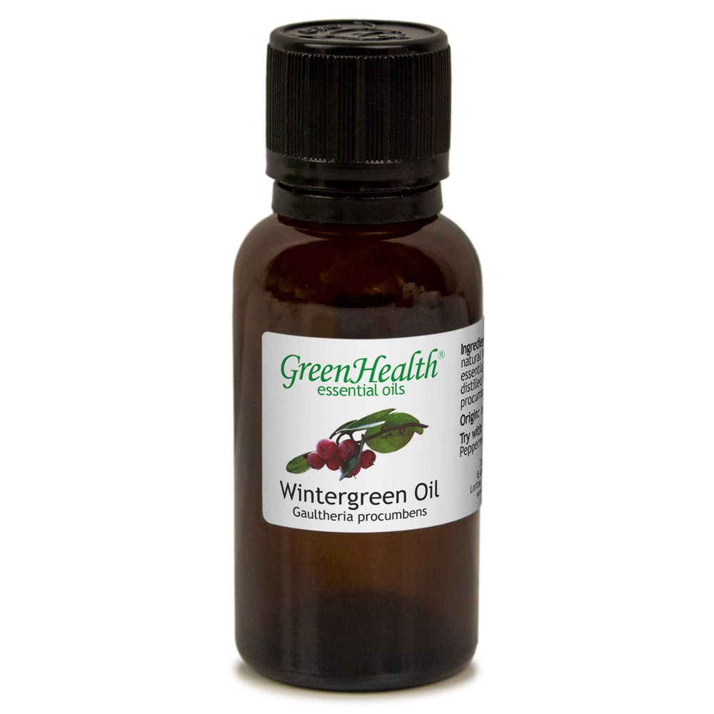 Wintergreen Essential Oil 1 fl oz (30 ml) Glass Bottle w/ Euro