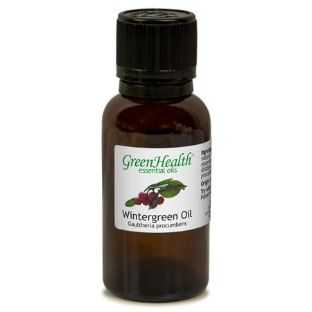 Wintergreen Essential Oil - 1 fl oz (30 ml) Glass Bottle w/ Euro Dropper - 100% Pure Essential Oil by GreenHealth - Now Shipped with a Child Resistant