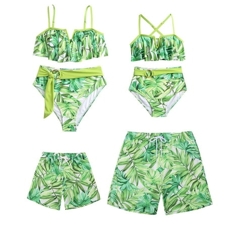 APEXFWDT Family Matching Swimsuit Womens Bathing Suit Girls Swimwear Mom and Me Matching Swimwear Two Pieces Bikini Set