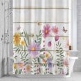 thumbnail image 3 of Colorful Daisy Shower Curtain for Bathroom Decor, Dragonfly Butterfly Leaf Waterproof Fabric Shower Curtain, 72"x72" Set with 12 Hooks, 3 of 9