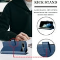 thumbnail image 3 of SaniMore Wallet Case for Google Pixel 7, RFID Blocking PU Leather Zipper Handbag Purse Flip Cover, Kickstand Folio Case with Card Slot Wrist Strap Lanyard for Google Pixel 7, Blue, 3 of 7
