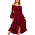 thumbnail image 2 of KICILVS Renaissance Dress Women Layered Flare Sleeve Off Shoulder Ruffle A Line Dress Goth Party Cosplay Halloween Witch Costume, 2 of 4