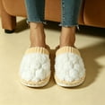 thumbnail image 7 of Viluyesy Womens Scuff Slippers Braided Fuzzy Plush Corduroy Trim Closed Toe Non Slip Warm Indoor House Slides White Size 4-5, 7 of 7