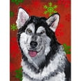 thumbnail image 1 of Carolines Treasures SC9492CHF Alaskan Malamute Drapeau de Noël Flocons de Neige Rouges en Toile Taille Maison, 1 of 4