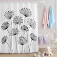thumbnail image 2 of Shower Curtain Spring Black Dandelion Shower Curtains for Bathroom Decor, Waterproof Polyester Shower Curtain Set with Hooks, Small Stall Size 36" x 72" White, 2 of 9