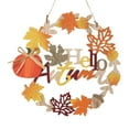 thumbnail image 2 of 12inch Front Door Wooden Autumn Pumpkin Wreath Welcome Sign Lightweight Hanging Ornament for Front Porch, Table Centerpieces, 2 of 8