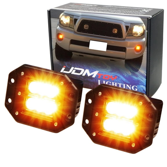 Amber Yellow 3-Inch Flush Mount 24W High Power LED Pod Lights For Jeep Truck Off-Road ATV 4WD 4x4, etc