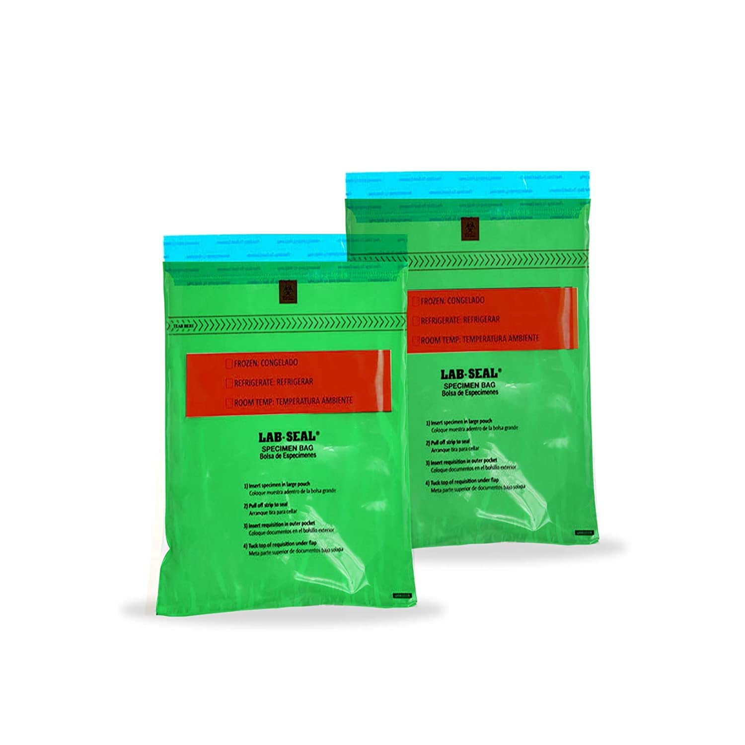 Pack of 1000 TamperEvident Specimen Bags, Green 6 x 10. Printed