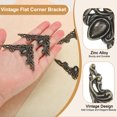 thumbnail image 4 of Uxcell 4 Pack Vintage Flat Corner Bracket, 2" x 2" Metal Desk Corner Protectors Zinc Alloy Decorative Edge Cover with Screw for Furniture Jewelry Box Gifts Box, Bronze, 4 of 6
