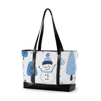 FORMRS Laptop Tote Bag for Women with 15.6" Computer Compartments Handbag, Simple Cartoon Snowmen