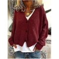 thumbnail image 2 of Pull Femme Tricoté Décontracté Col en V Cardigan Couleur Unie, 2 of 4