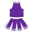 thumbnail image 4 of YONGHS Kids Girls Cheerleading Outfit Sleeveless Tops Pleated Skirt Set 6-16 Purple 16, 4 of 4