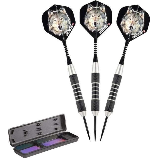 Darts Elkadart Lone Wolf con punta de acero, 19 g, con funda de almacenamiento y viaje