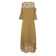thumbnail image 5 of ICHUANYI Clearance Plus Size Women Sexy Ruffle Strapless Splicing Lace Splicing Short Sleeve Dress(Khaki, XL) ICHUANYI WER2023080802797, 5 of 7