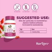 MaryRuths Biotin Gummies Goji Berry Flavor Vegan Hair Skin Nails Support 2,500mcg 60 Count